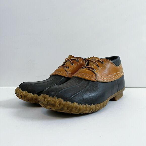 VTG LL Bean Maine Hunting Shoes Boots Shearling Wool Sole Brown Mocs VTG Sz 9 main image 4